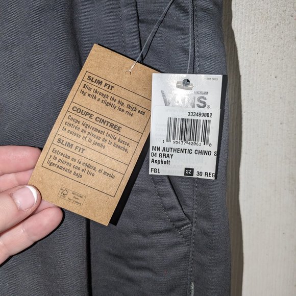 Vans Asphalt Gray / Grey Chino Size 30, Slim Fit - Picture 5 of 7